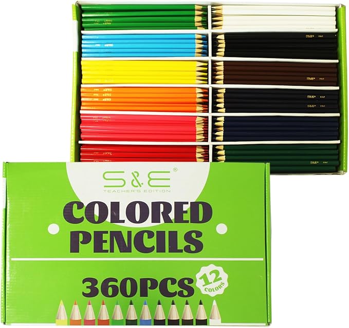 S & E TEACHER'S EDITION Colored Pencils 360Pcs, Coloring Pencils Set Drawing by SETEACHERSEDITION