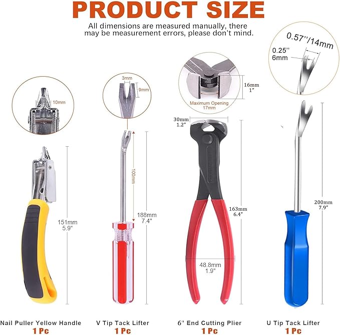 Upholstery Staple Remover Tack Puller Nail Remover Tool Set Nail Puller Plier - Image 2