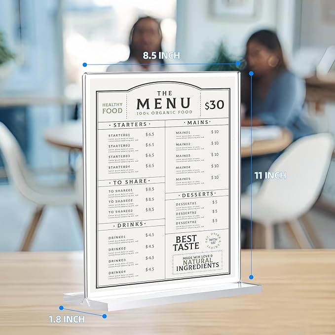 10 Pack Acrylic Sign Holder 8.5 x 11, Double-Sided Clear Sign Holder Plastic - Image 2