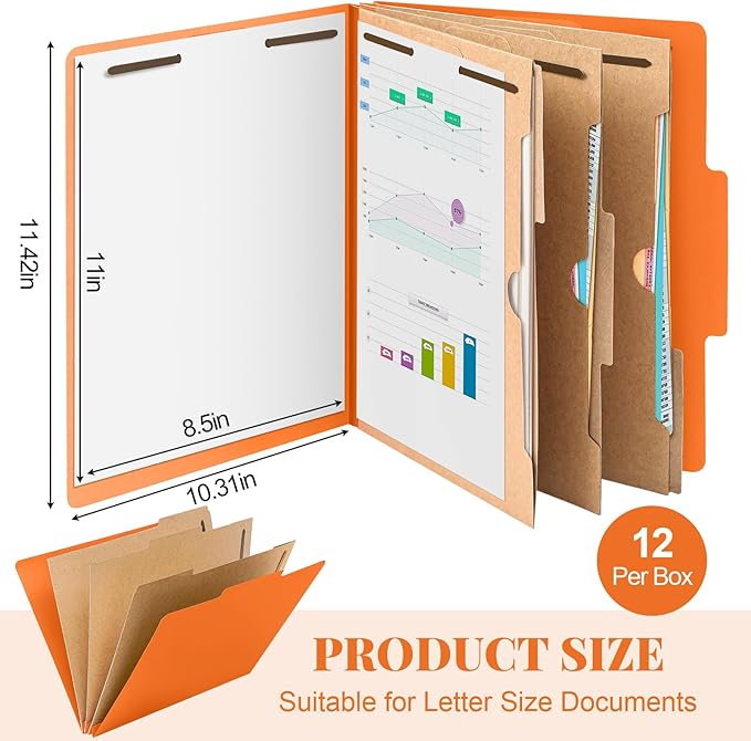 12 Pcs Classification Folders Letter Size 3 Pocket Dividers Employee File Folder - Image 2