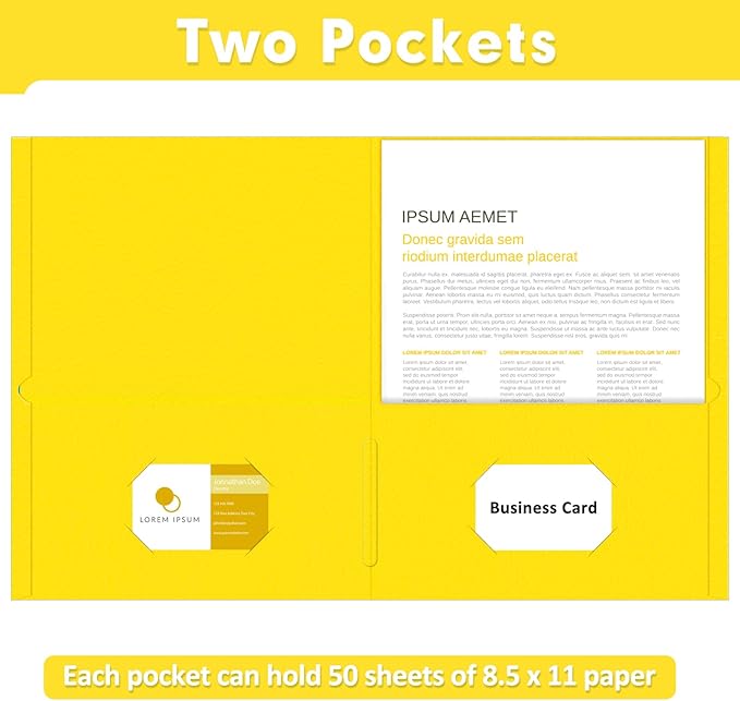 Two Pocket Folders, PANDRI 50 Pack 2 Pocket Folders, Letter Size Paper File - Image 4