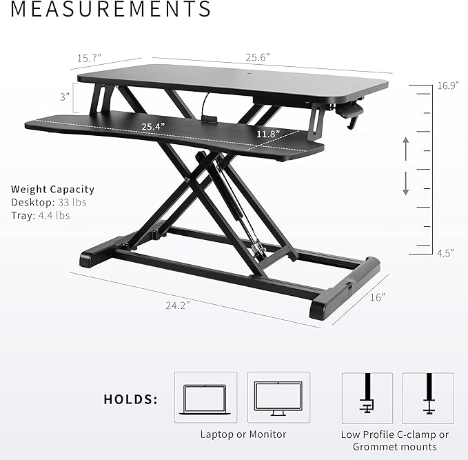 VIVO 26 inch Desk Converter, K Series, Height Adjustable Sit to Stand Riser - Image 3