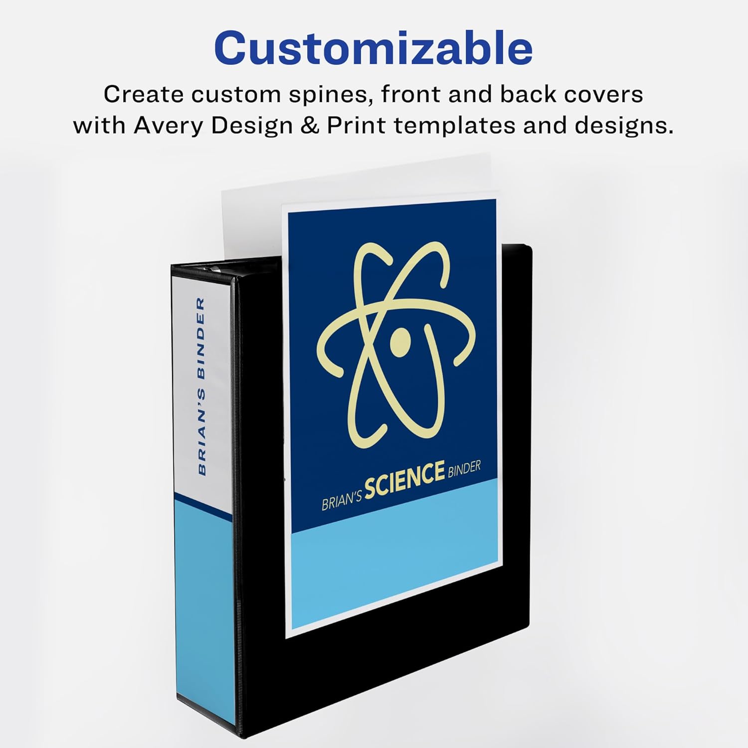 Avery® Durable View 3 Ring Binder, 1" EZD® Rings, 1 Black Binder | For Daily School, Home and Office Use, DuraHinge Tear-Resistant Spine, DuraEdge Split-Resistant Sides, Clear Overlays