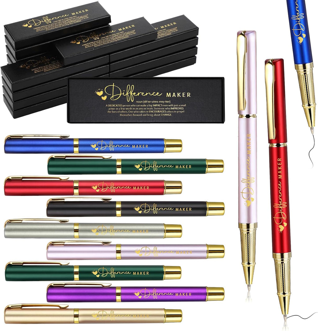 PerKoop 10 Sets Difference Maker Gifts, Appreciation Pens with Boxes | Difference Maker Gifts for Men Women, Inspirational Gifts for Boss Employee Coworker Teacher, Appreciation Party Favors