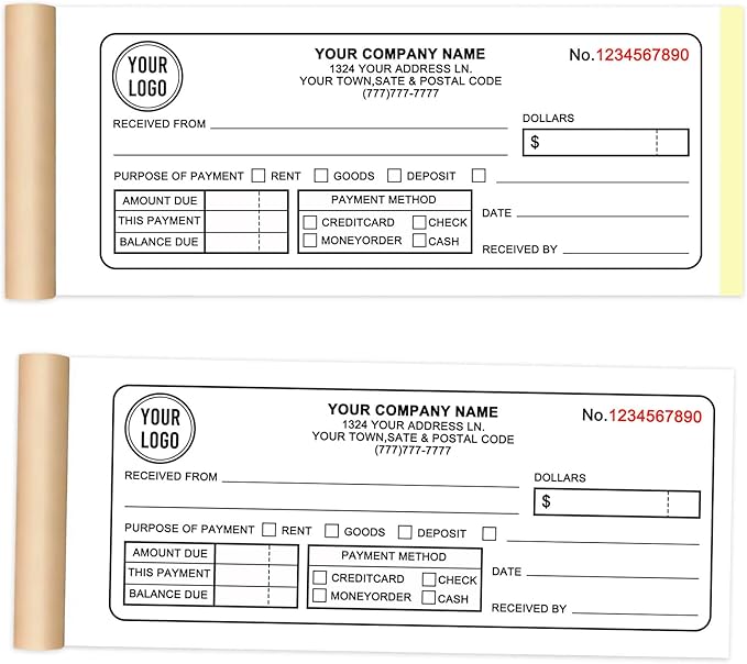 Custom Invoice Book with Logo 100 Set Personalized Receipt Books Customized by Unknown