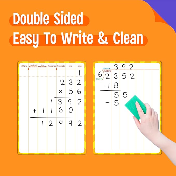 8 Packs Division Whiteboards, Double Sided Dry Erase Board Writable and - Image 4