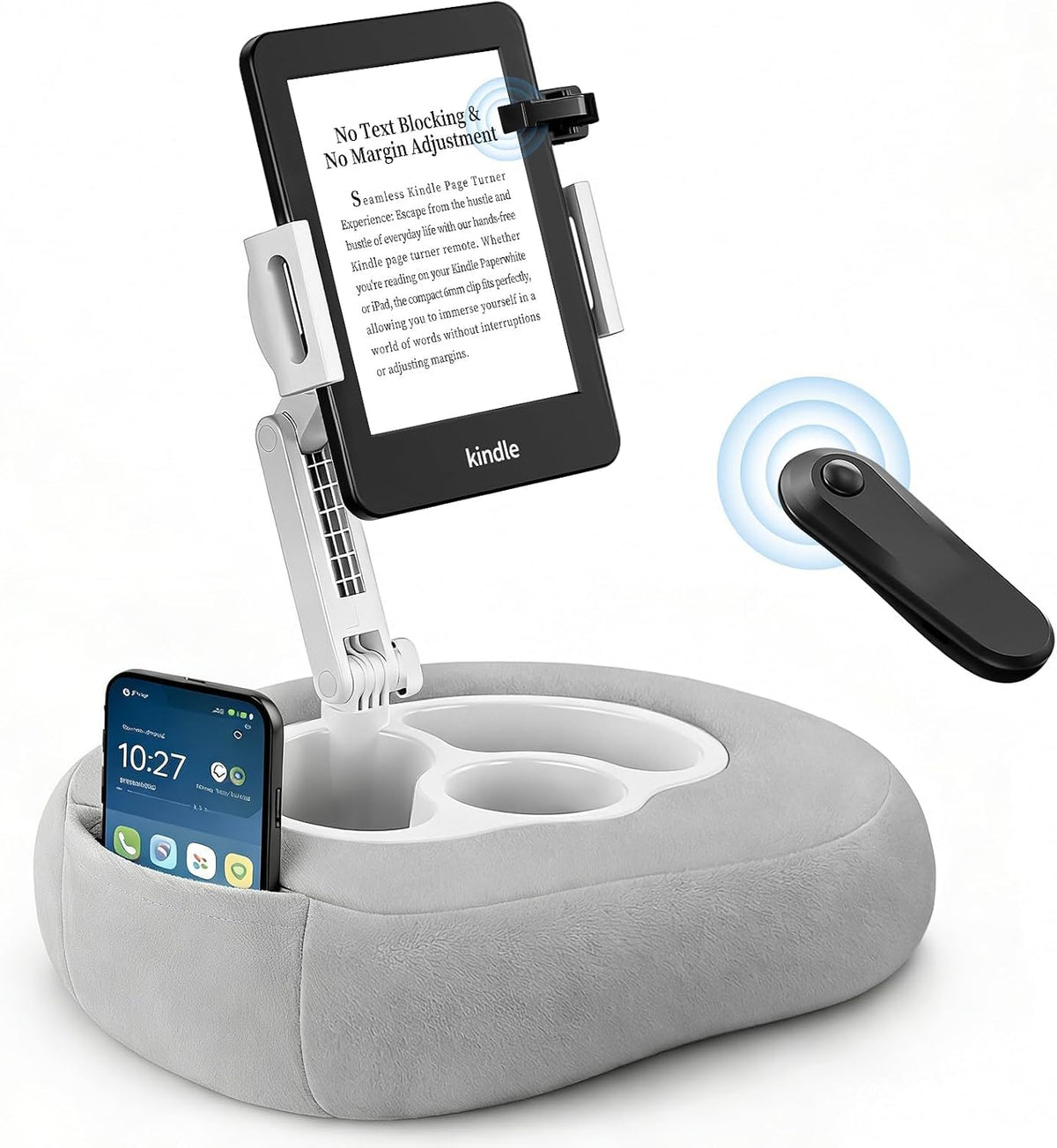 Kindle Pillow Stand with Remote Page Turner, Holder for 4.7–11 in Devices