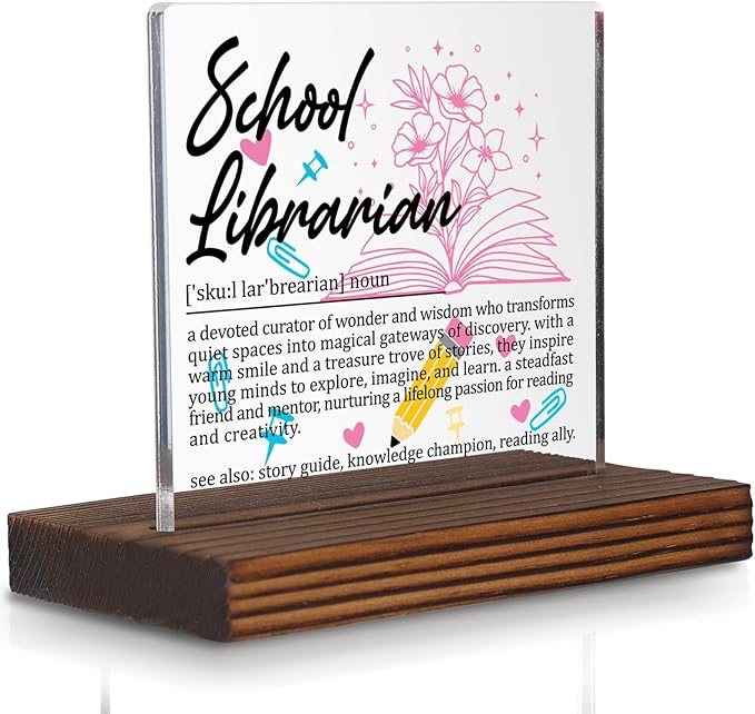 School Librarian Gifts, Thank You Desk Sign by Pariveca