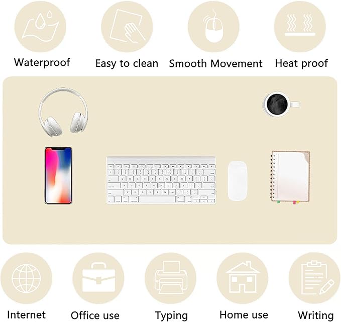 PU Leather Desk Pad Protector Gaming Mouse Pad Non Slip Desk Mat - Image 5