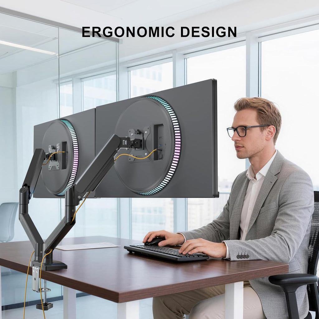 wali adjustable dual monitor arm for 13-32 inch, view 9
