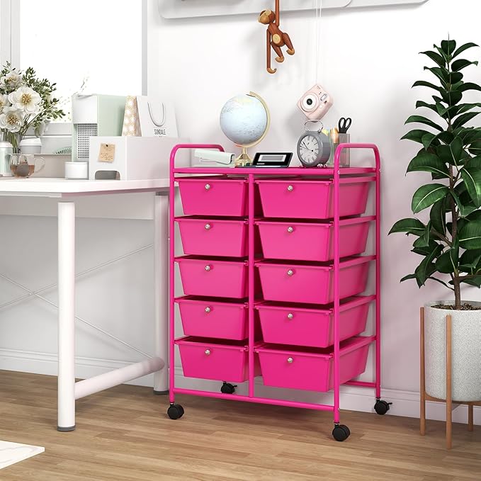 GOFLAME 10-Drawer Rolling Storage Cart, Art Craft Storage Organizer on Wheels - Image 9