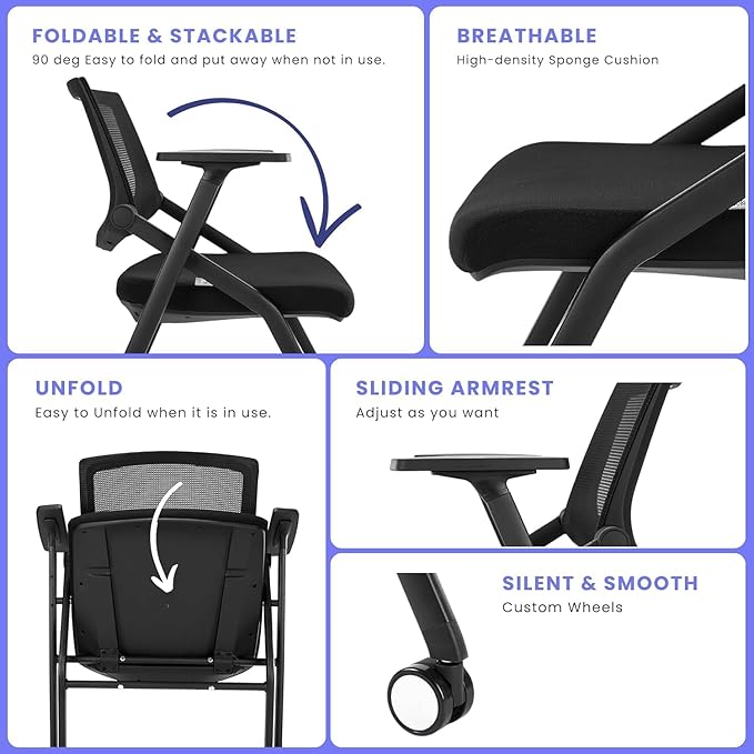 BROBRIYO, 4 Pack Stackable Conference Room Chairs - Image 7