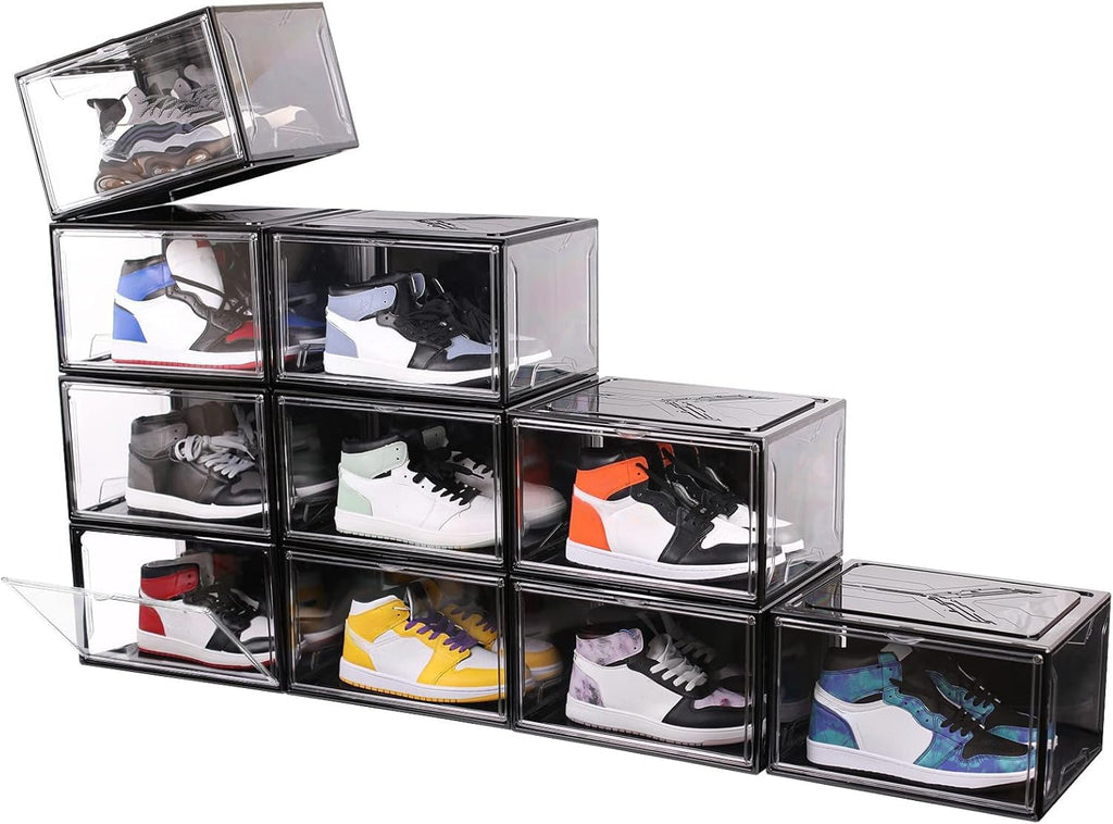 KDOR Shoe Boxes Clear Plastic Stackable 10 Pack Sneaker Storage Boxes