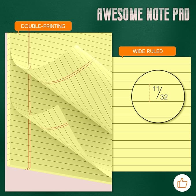Roneky Yellow Legal Pads 8.5 x 14 Note Pads, 6 Pack 8.5 x 14 Notepads, Wide - Image 3