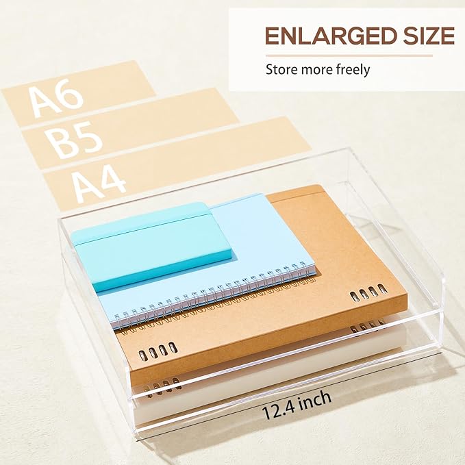Harloon 4 Tier Acrylic Paper Tray 12.4 x 8.9 x 1.7 Inches Stackable Letter - Image 4
