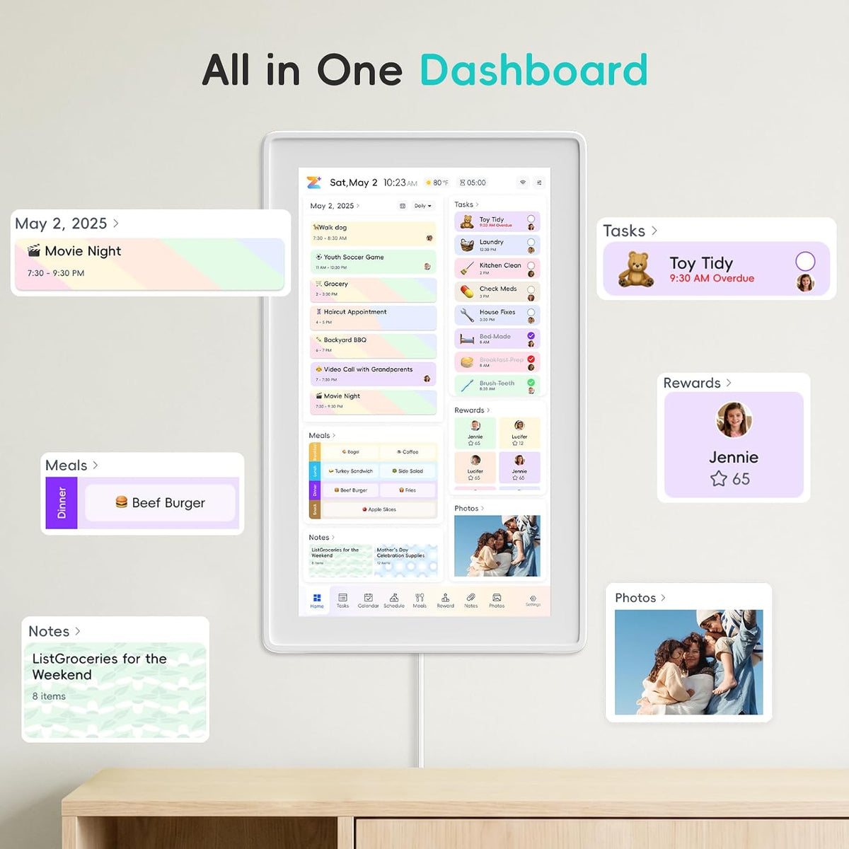 Westsee 15.6" Digital Calendar, No Subscription Smart Family Planner