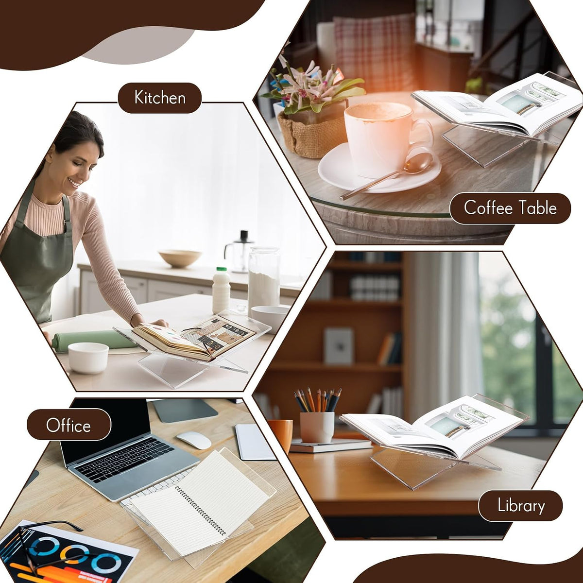 Large Acrylic Book Stands 15.8" x 9.5" x 5.4" Thicken Book Hol...