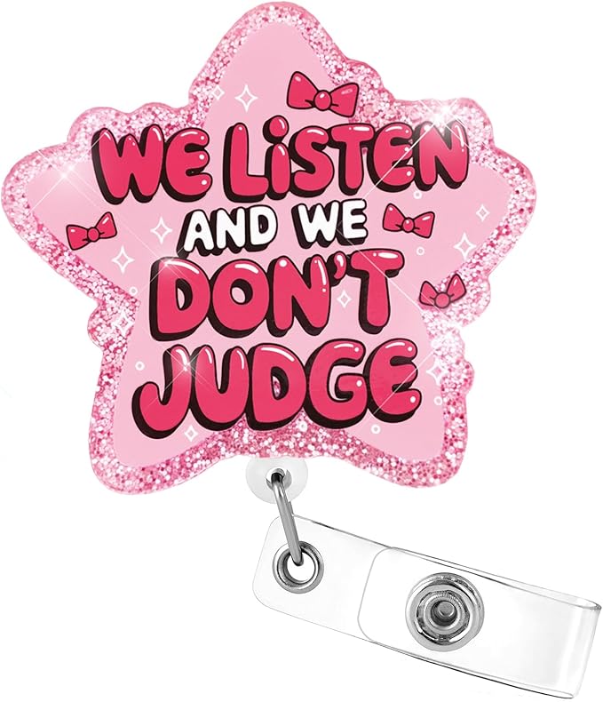 Aoryalps WE Listen and WE Dont Judge Badge Reel Holder Retractable by Unknown