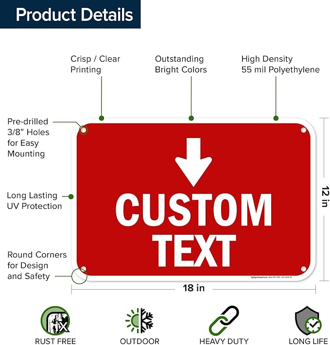 Custom Arrow, Custom Directional Sign, Down Arrow, 12x18 Inches, 55 mil thick - Image 6