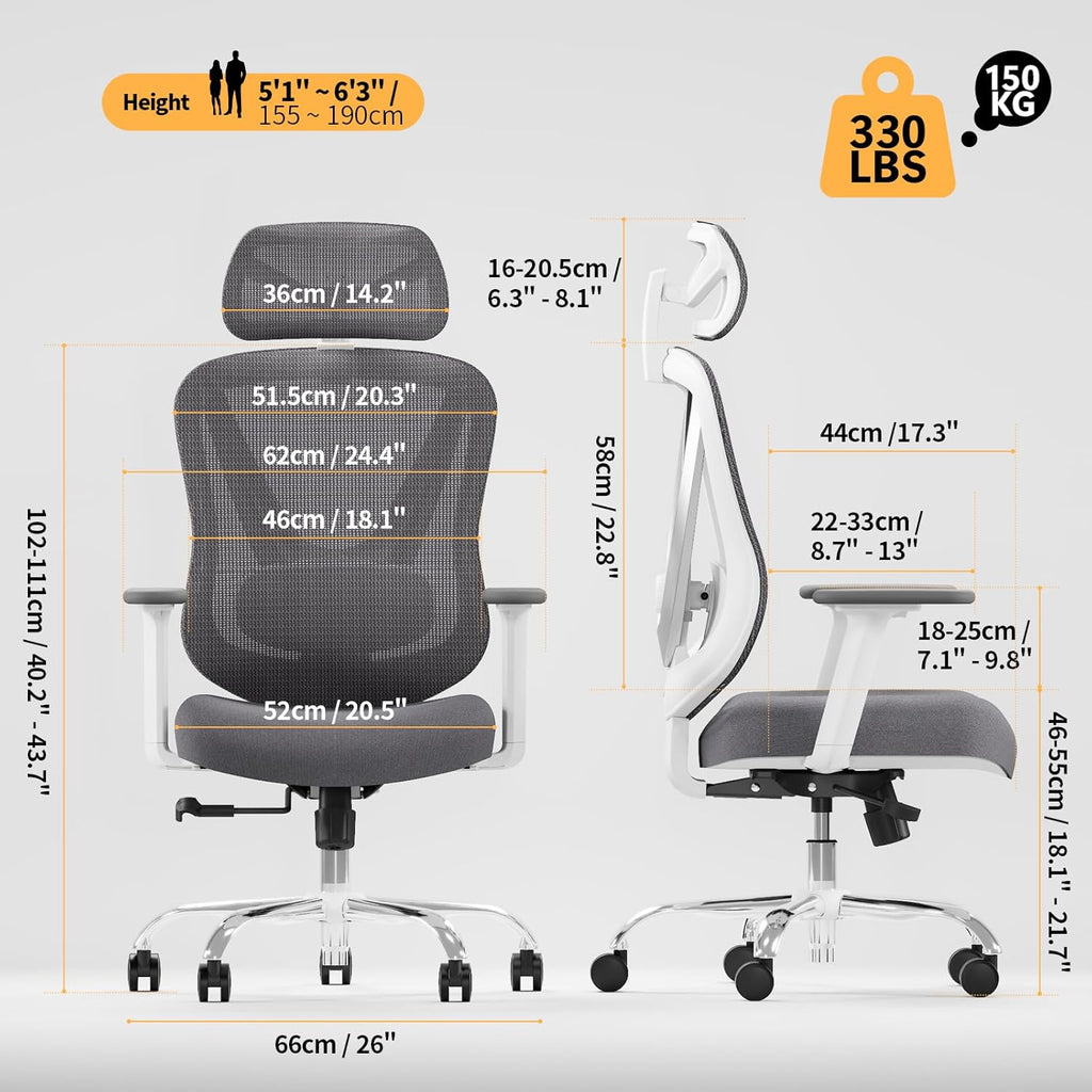 holludle ergonomic mesh office chair, v back desk shown in use