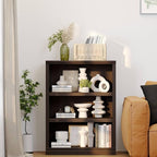blini 3-Shelf Bookcase Wooden Bookshelves Dark Cherry 33in Wide Floor Standing - Image 6