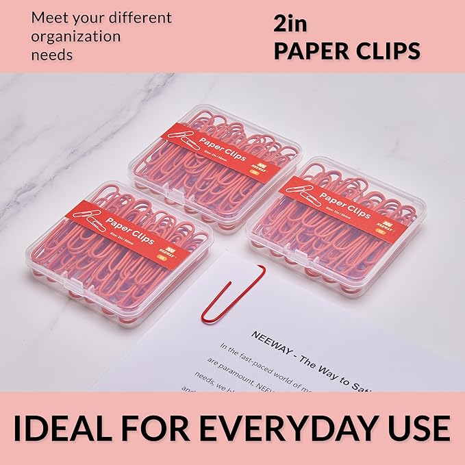 NEEWAY Colorful Large Paper Clips, 2 Inch Jumbo Paper Clips, 3 Pack of 50 - Image 6