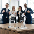 6 Pcs Employee of The Month Plaque Trophy, Employee Appreciation Awards for Coworker, Retirement Goodbye Farewell Gift, Reward Sign Keepsake for Women & Men, Clear