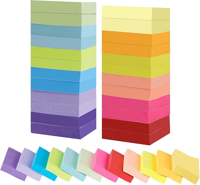 Agoer 2400 pcs Small Sticky Notes, 2 x 1.5 Colored Notes Pads, 24 Pack Bright by Agoer