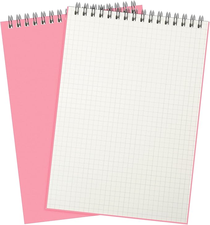 Engrowtic 2 Pack Graph Paper Spiral Notepad A5 Top Wirebound Notepad Grid by Engrowtic