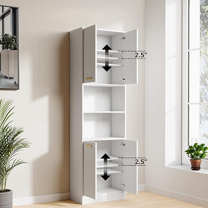 Cozy Castle Kitchen Pantry Cabinet, 4 Doors Open Countertop Utility Hutch - Image 3