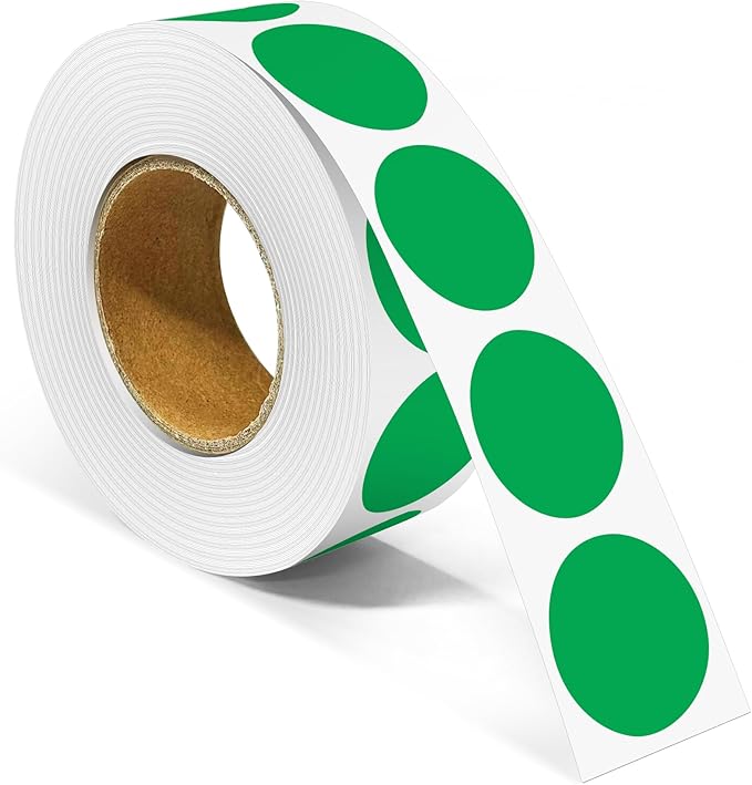 1 Inch Round Color Coding Labels, 1000 Dots Per Roll Green Color Coded Dot by Unknown