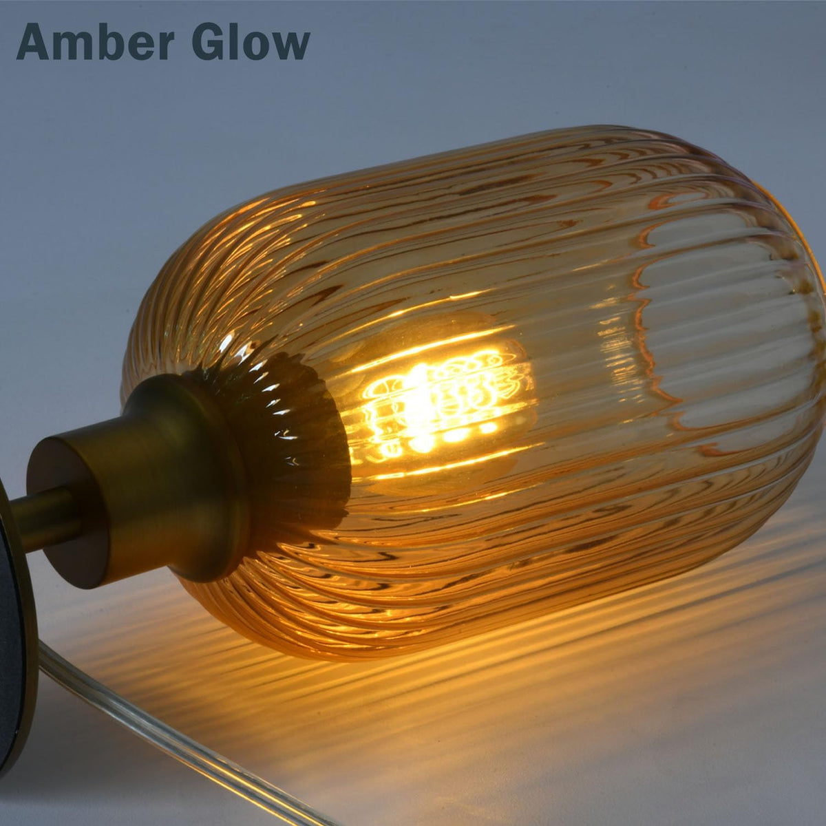 Mid Century Glass Table Lamp, Timer Build-In, Dimmable Desk Lamp, Amber