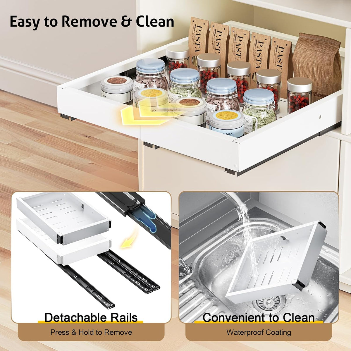 Pull Out Cabinet Organizer, Expandable Width (11.4"-18.9") Depth (1...