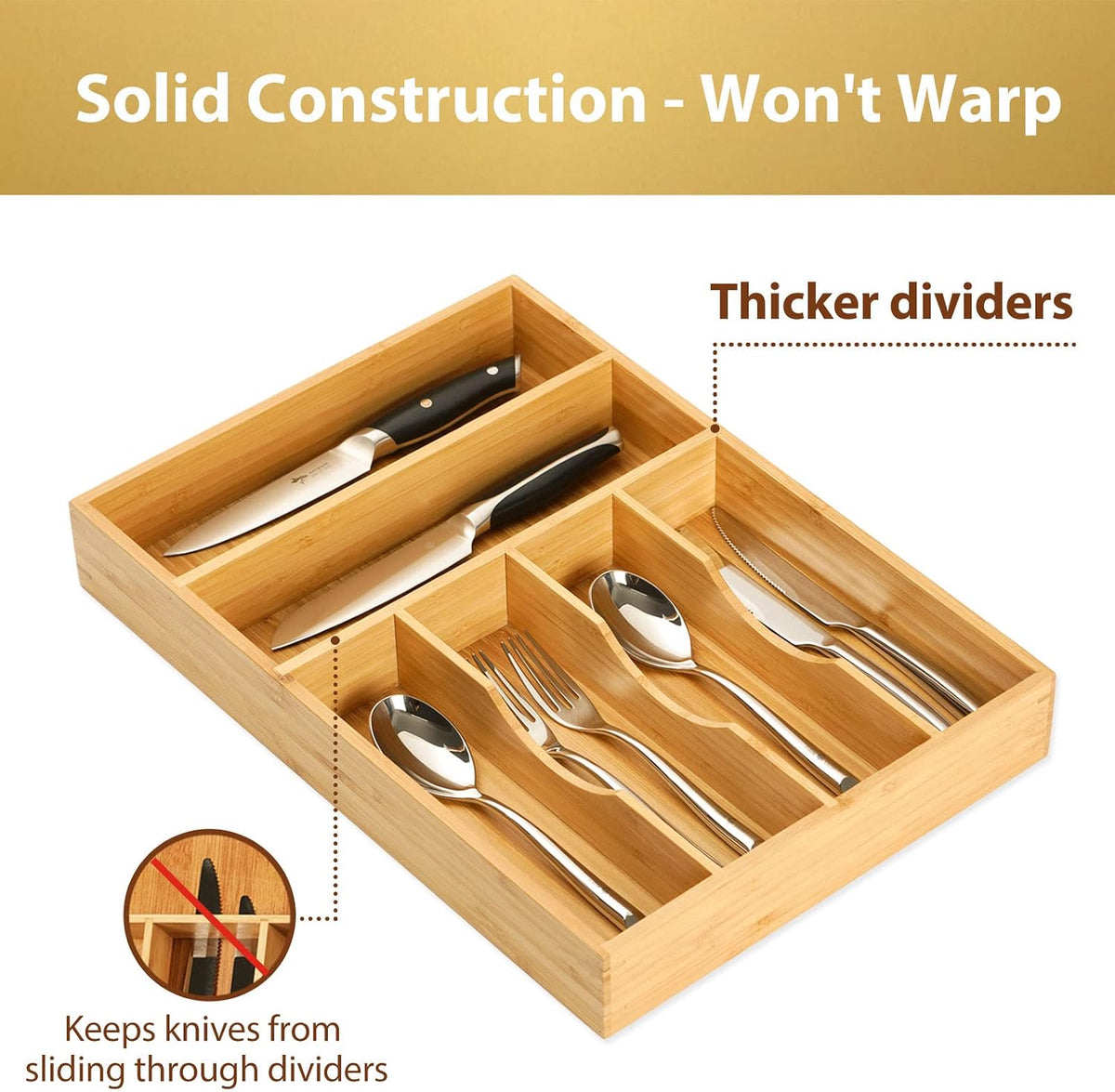 Umilife Kitchen Drawer Organizer, 12 Inch Silverware Utensil Tray Holder, Ext...