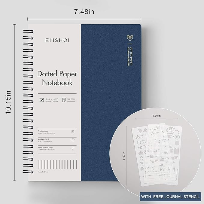 EMSHOI Dotted Journal Spiral Notebook 7.48" x 10.15" - Image 5