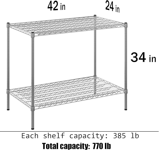Regal Altair 24" Deep x 42" Wide x 34" Height Wire Shelving Kit | 2-Tier | NSF - Image 3