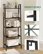 Hzuaneri Ladder Shelf, Bookshelf Bookcase, Freestanding Corner Storage Shelve - Image 3