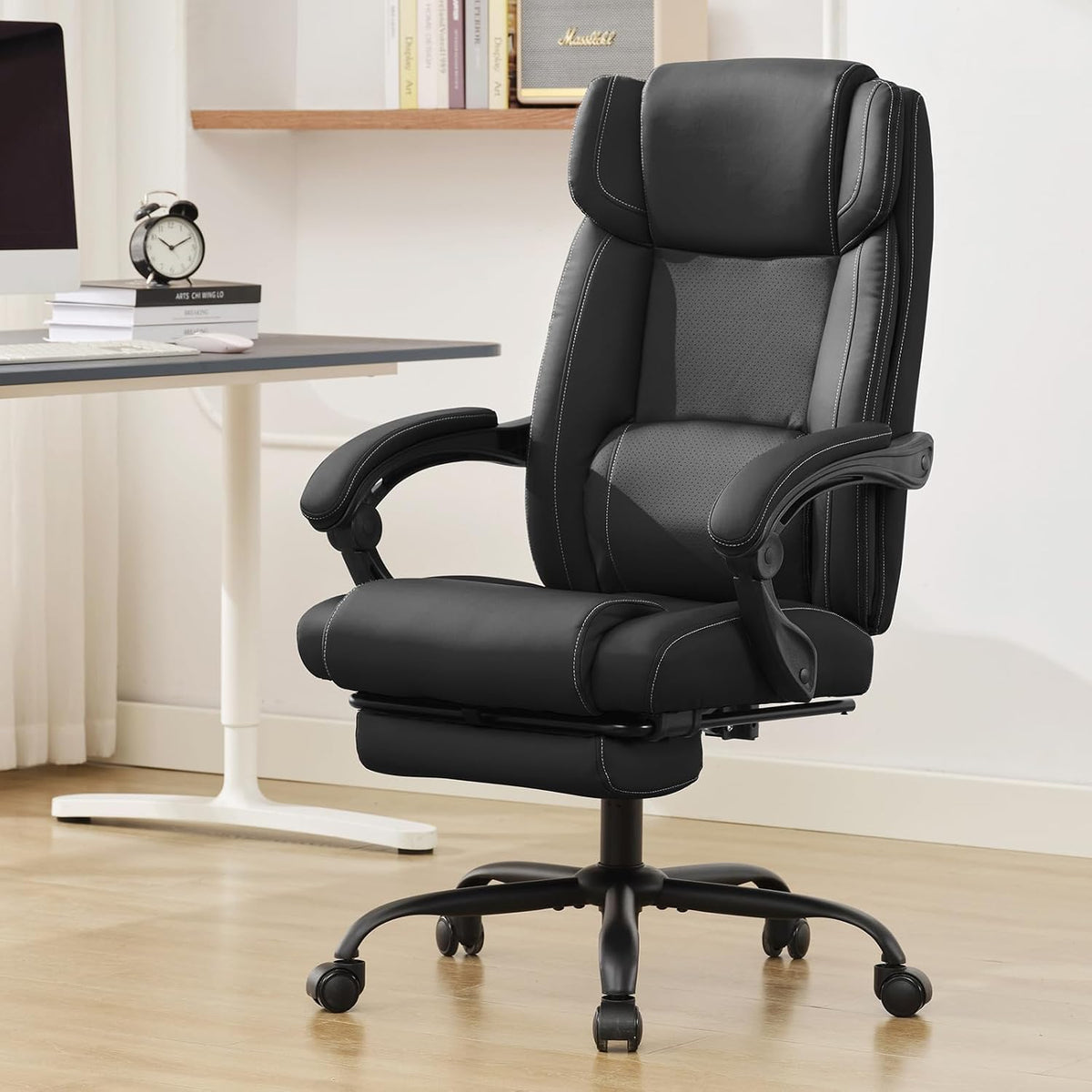 Reclining Office Chair with Footrest,Ergonomic Home Office Desk Computer Chai...