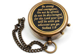 Be Strong and Courageous, Do Not Be Afraid Brass Engraved Compass - Image 3