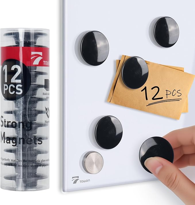 12 Pcs TOWON Strong Magnets for Glass Whiteboard, Dry Erase Board Magnets by TOWON