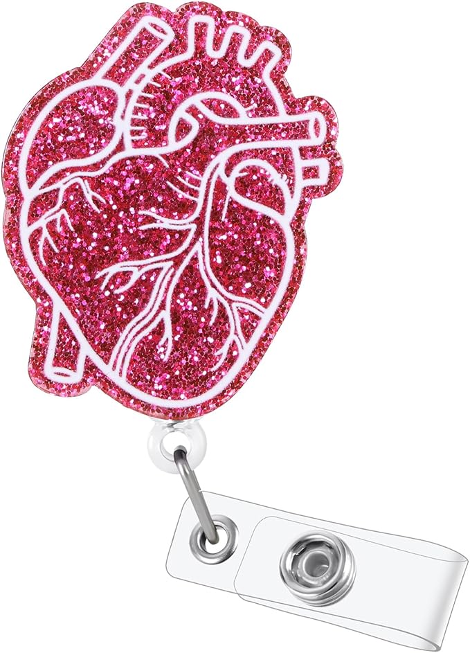Anatomical Heart Badge Reel, Retractable ID Card Badge Holders, Medical Work by BVIIE