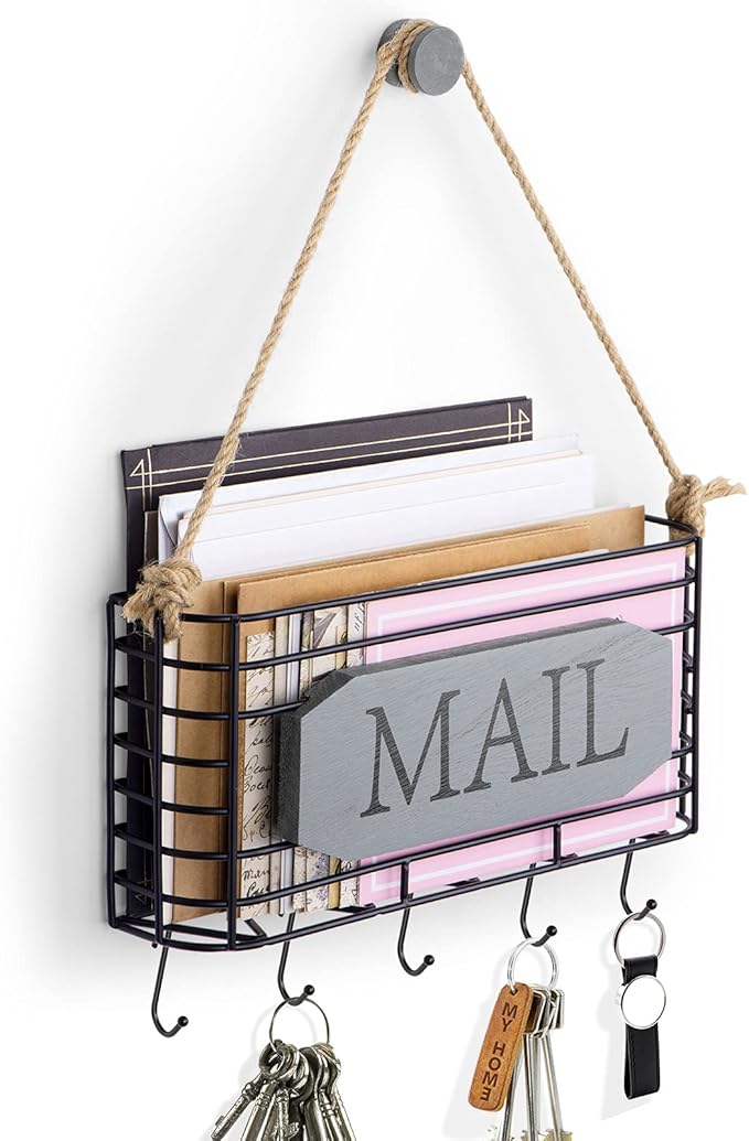 SRIWATANA Mail Holder Wall Mount, Mail Organizer Key Holder - Image 2