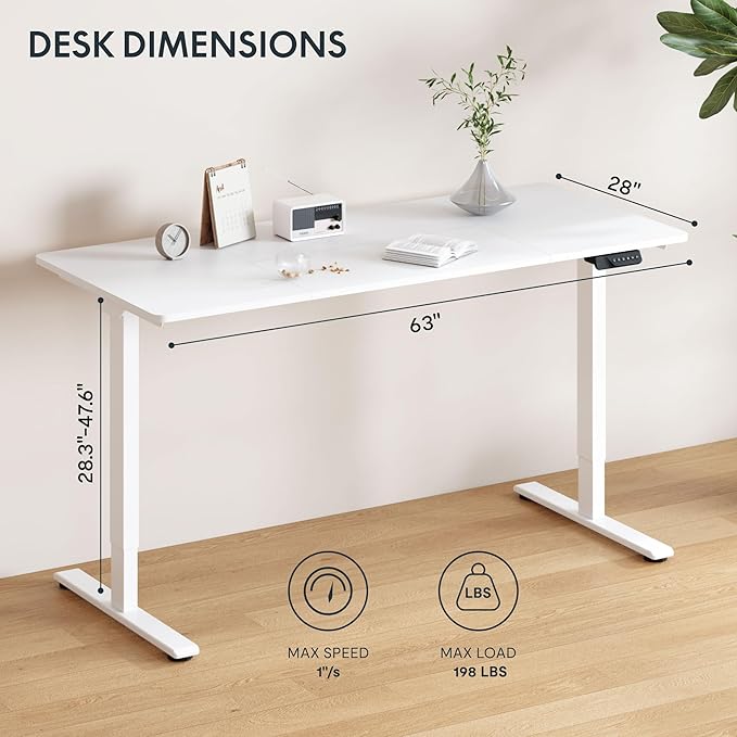 FLEXISPOT 63x28 Inch Large Dual Motor Electric Standing Desk, Home Office Desk - Image 3