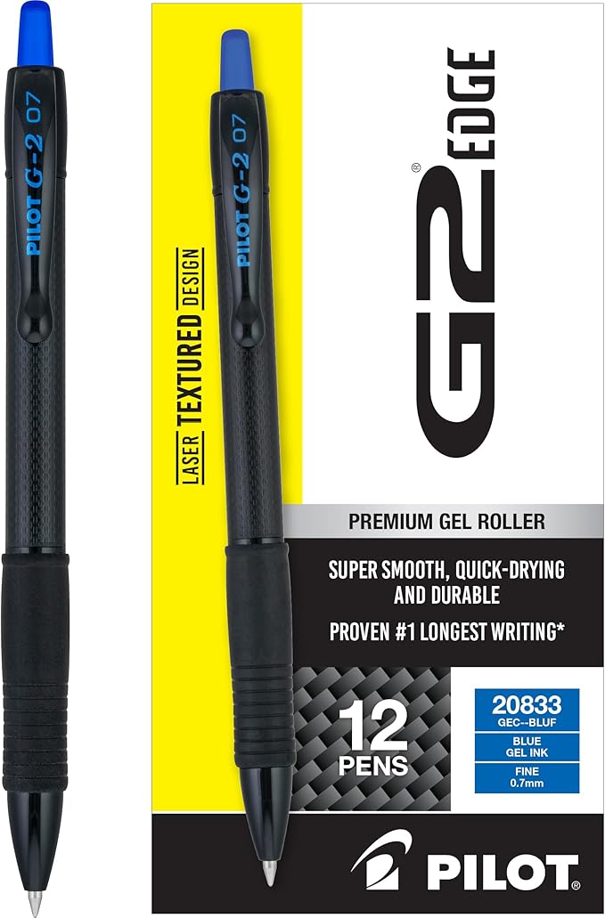 PILOT G2 Edge Blue Premium Gel Roller Pens, 0.7 mm Fine Point Pens, Sensory by PilotCorporationofAmerica