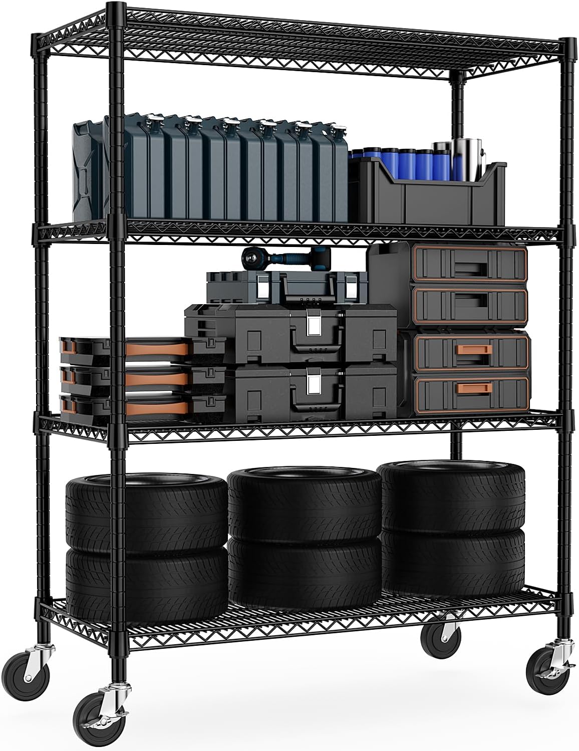 M MZG Industrial Metal 4 Tier Shelving