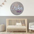 Custom Round Nusery Name Sign, Personalized 3D Baby Name Announcement Sign - Image 4