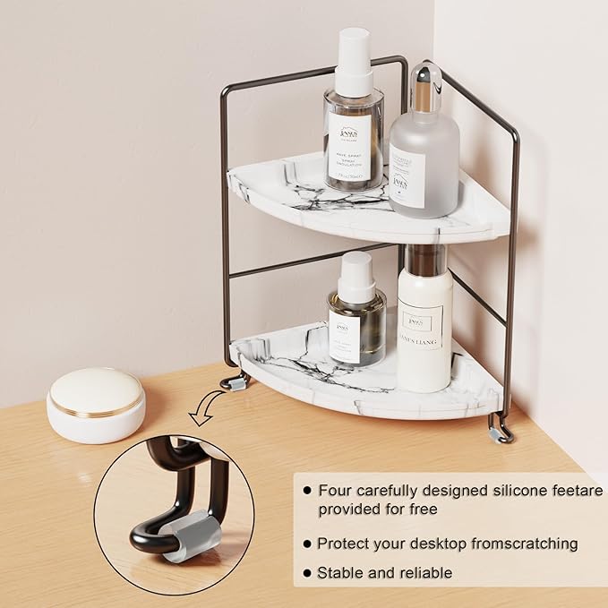 JANUSLiANG Small Corner Kitchen Organizer, Spice Rack, Bathroom Organizer - Image 4