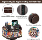 PUSU Remote Control Holder, Colorful Pattern Nightstand TV Caddy, PU Leather - Image 3