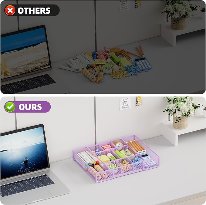 Marbrasse Expandable Desk Drawer Organizer, Mesh Drawer Organizer Tray - Image 8