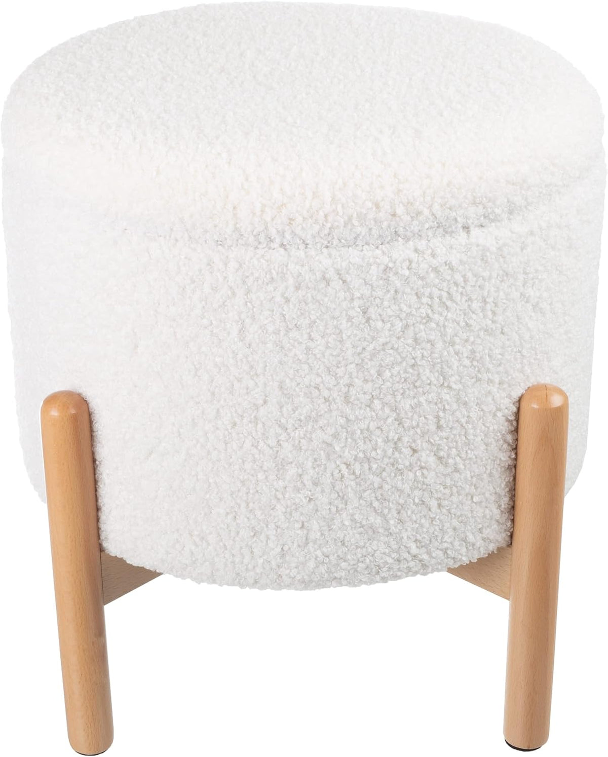 Round Sherpa Storage Ottoman Pouf with Removable Lid – Plush Couch Footrest &...